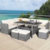 Front. Gymax - Gymax 7PCS Rattan Patio Sectional Sofa Set Conversation Set w/ White Cushions - White.