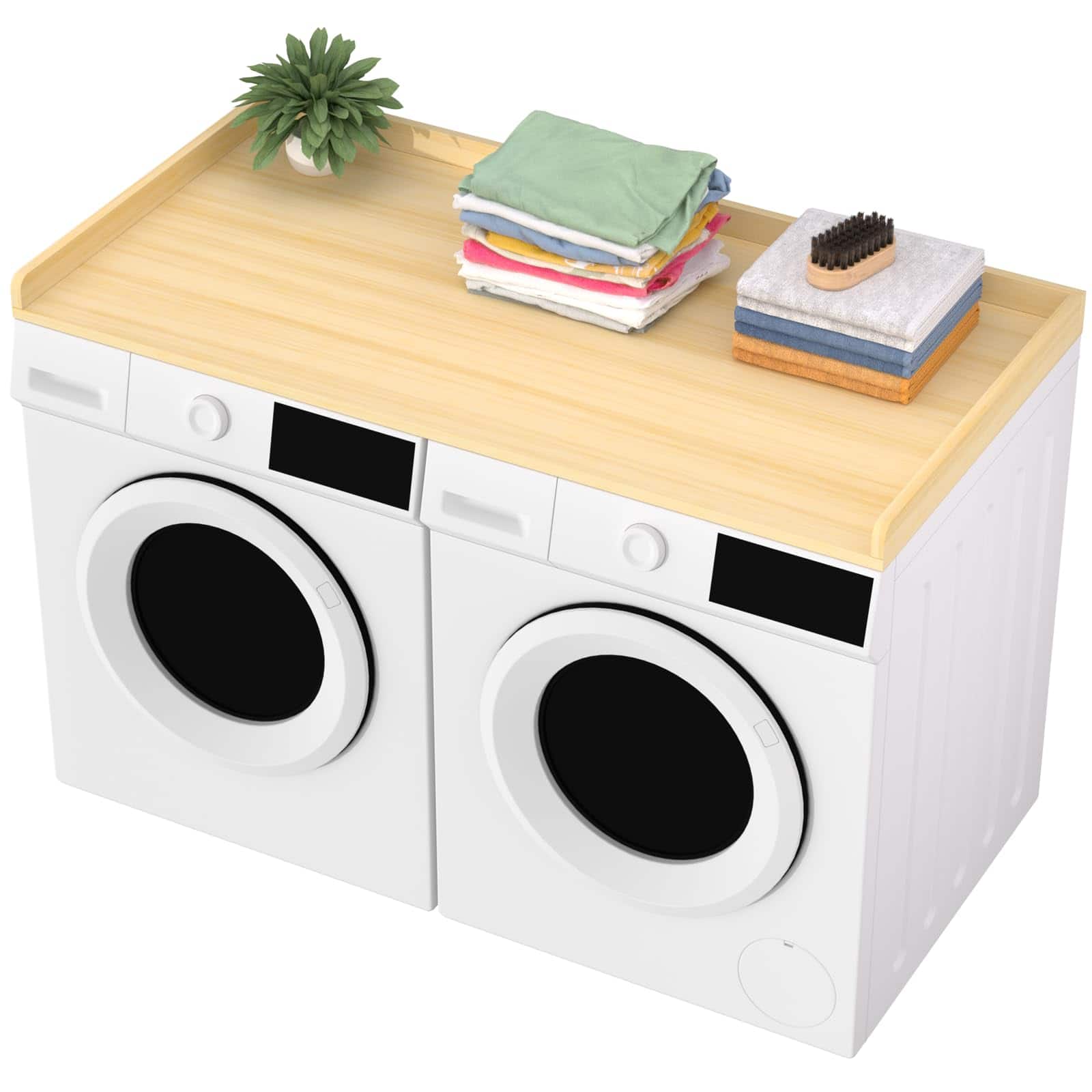 JETRANSPORT - Washer Dryer Countertop For Ge - 54" X 27.5" Laundry Shelf Topper With Edge Cover Guard & Storage Organizer - Wooden