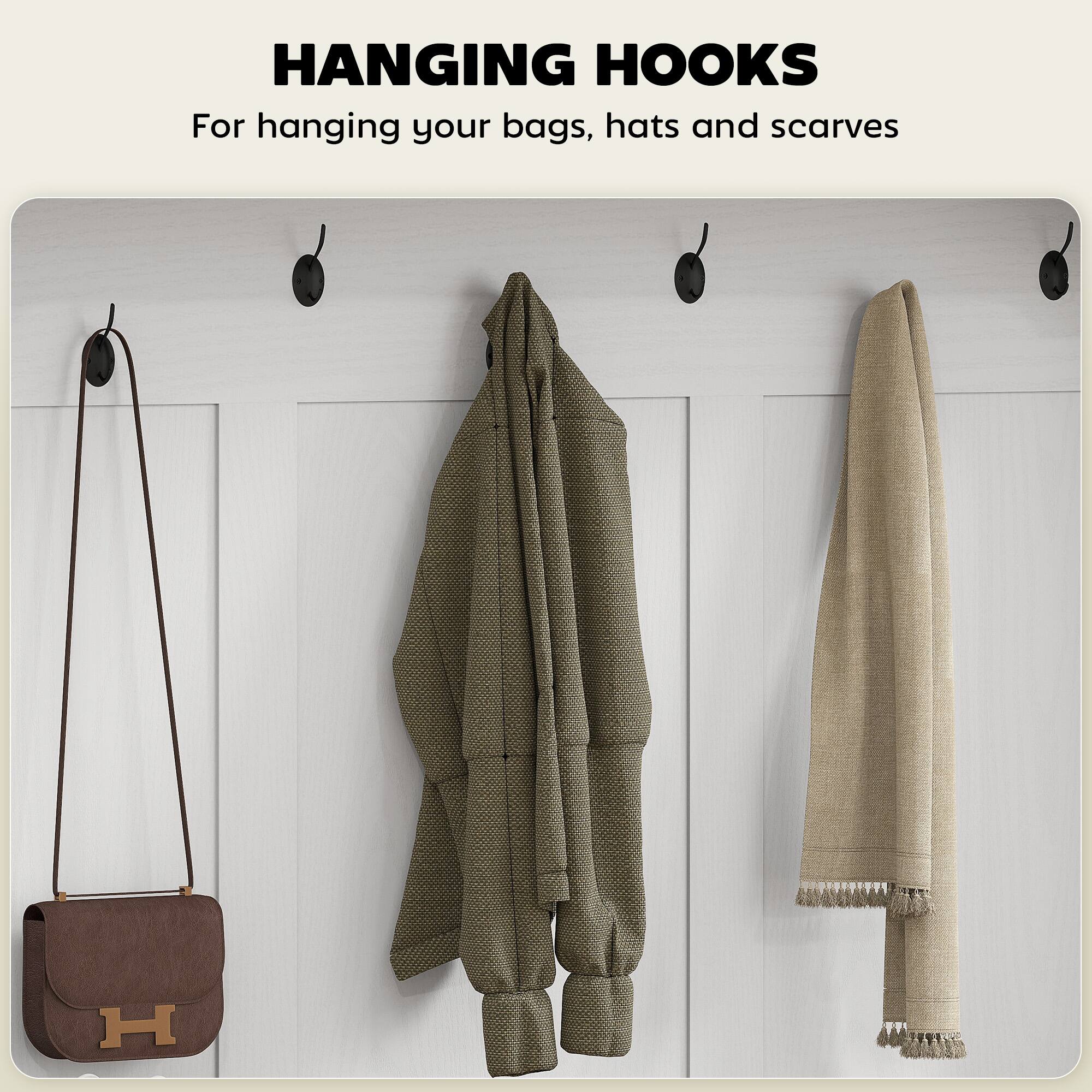 HANGING HOOKS

For hanging your bags, hats and scarves