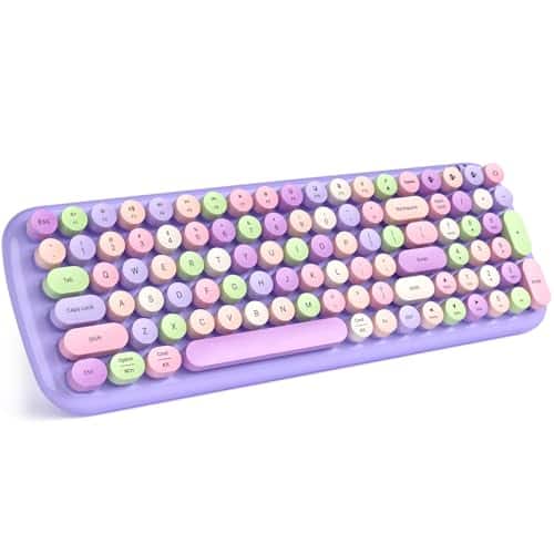 Reds Spade - And Mouse Combo Full size Retro Typewriter style With Optical For Computer laptop windows mac rose Colorful - Purple