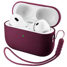 Ornarto - Compatible with AirPods Pro 3 Case 2025, Full Protective Silicone with Front LED Visible Skin Case - Wine Red