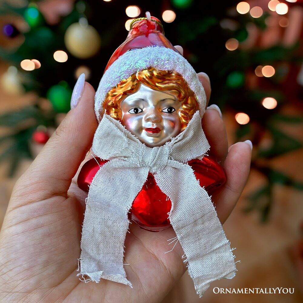 Back. OrnamentallyYou - Vintage Victorian Girl Glass Christmas Ornament Adorable Doll and Retro Holiday Decor - Multi-colored.