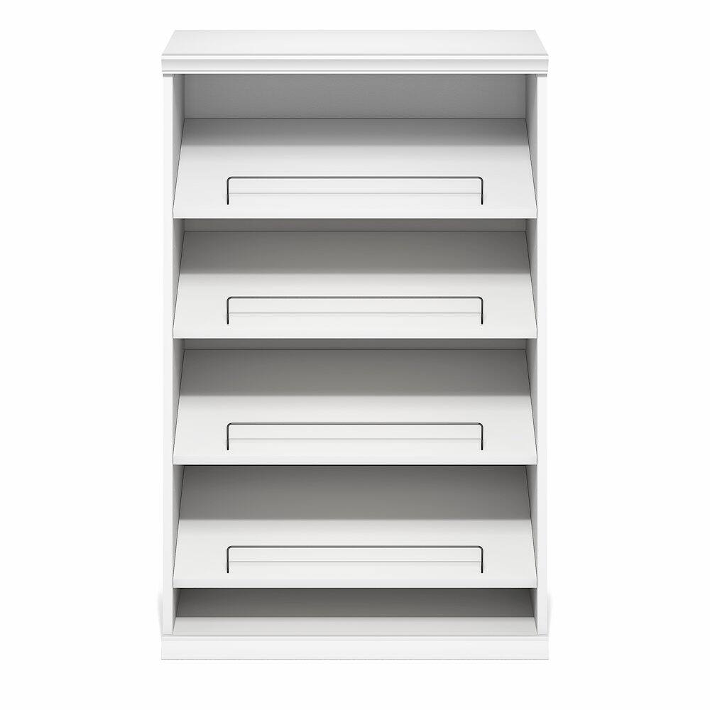 Left. Furinno - FANO Shoe Rack, 4-Tier Shoe Organizer, Closet Shoe Shelf with Angled, Adjustable Shelves, Stackable Shoe Storage - White.