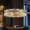 Front. Siljoy - 19.7" Gold Empire Chandelier with Crystal 12-Light Modern Ceiling Light for Dining Room Bedroom Foyer Kitchen - Gold.