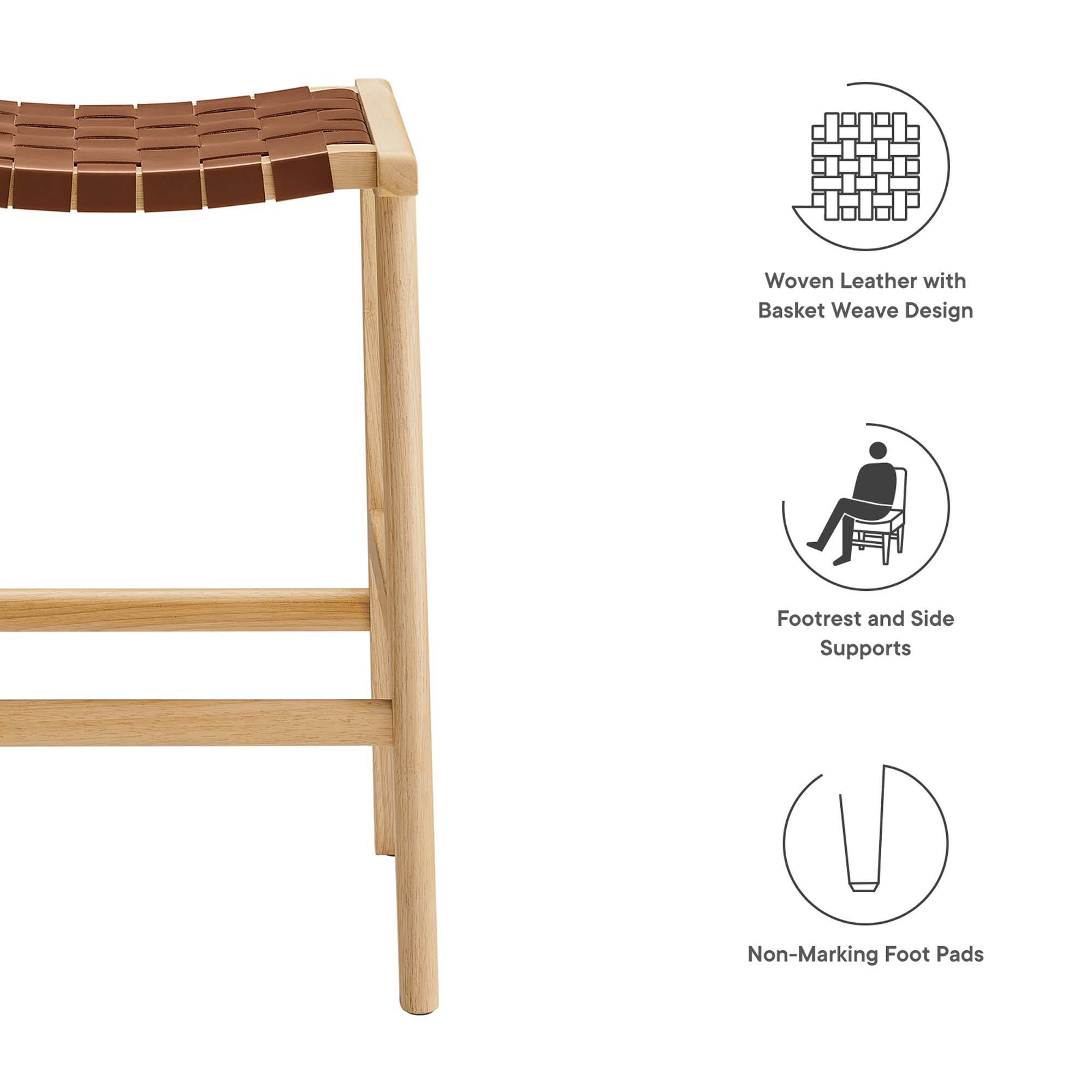 - Woven Leather with Basket Weave Design
- Footrest and Side Supports
- Non-Marking Foot Pads