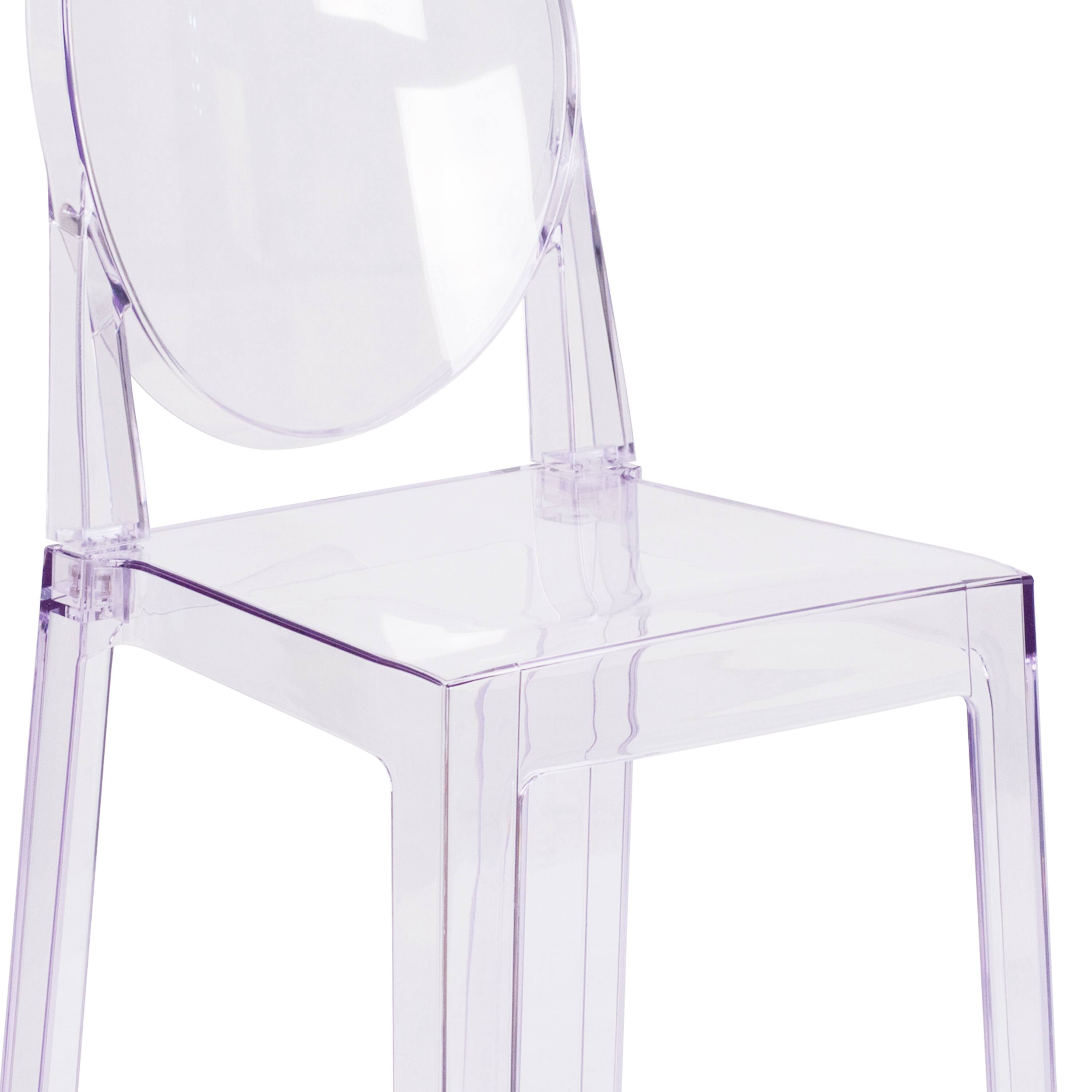 Alt View 9. Emma + Oliver - 4 Pack Ghost Chair with Oval Back - Transparent Crystal.