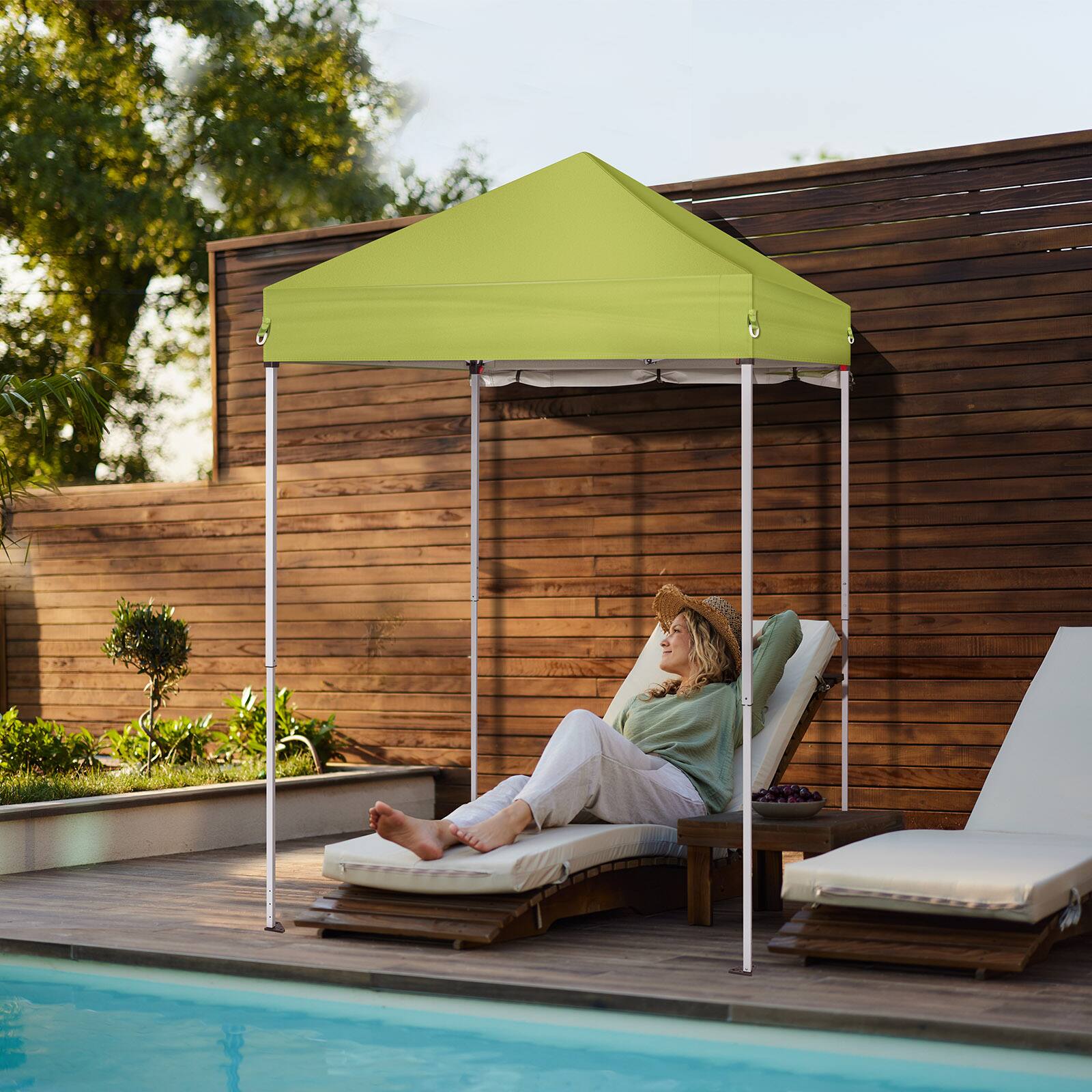 Angle. Winado - 5x5 Pop Up Canopy Tent, Ez Up Outdoor Canopy Tent Instant Shelter with Carry Bag Straight Legs Patio Balcony.