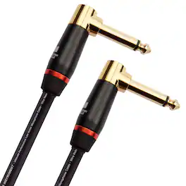 Monster - Prolink Bass Guitar Cable 8 in Right Angle to Right Angle with 95% Copper Shield and Gold-Plated Connectors - Black