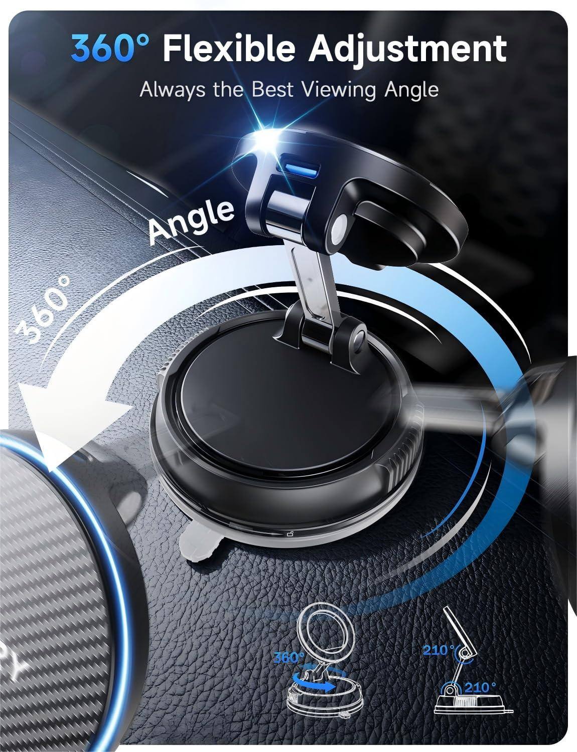 360° Flexible Adjustment  
Always the Best Viewing Angle  

360° Angle  
210°  
210°