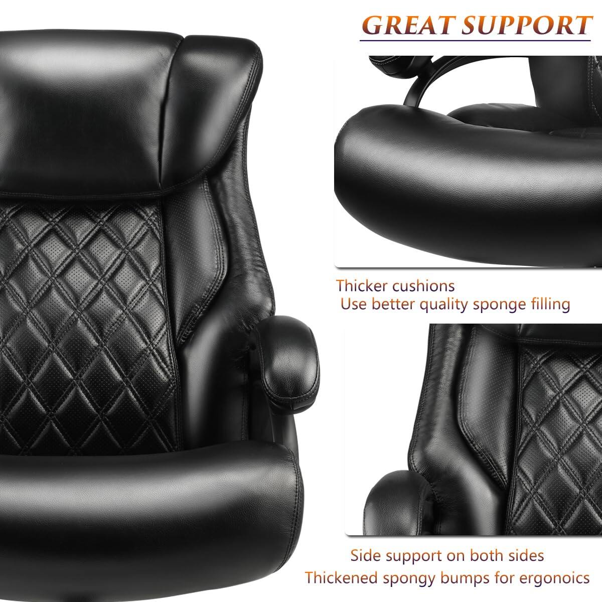 GREAT SUPPORT

Thicker cushions  
Use better quality sponge filling

Side support on both sides  
Thickened spongy bumps for ergonomics