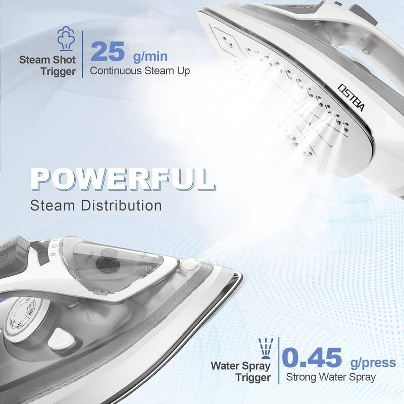 Steam Shot Trigger  
25 g/min Continuous Steam Up  

POWERFUL Steam Distribution  

Water Spray Trigger  
0.45 g/press Strong Water Spray