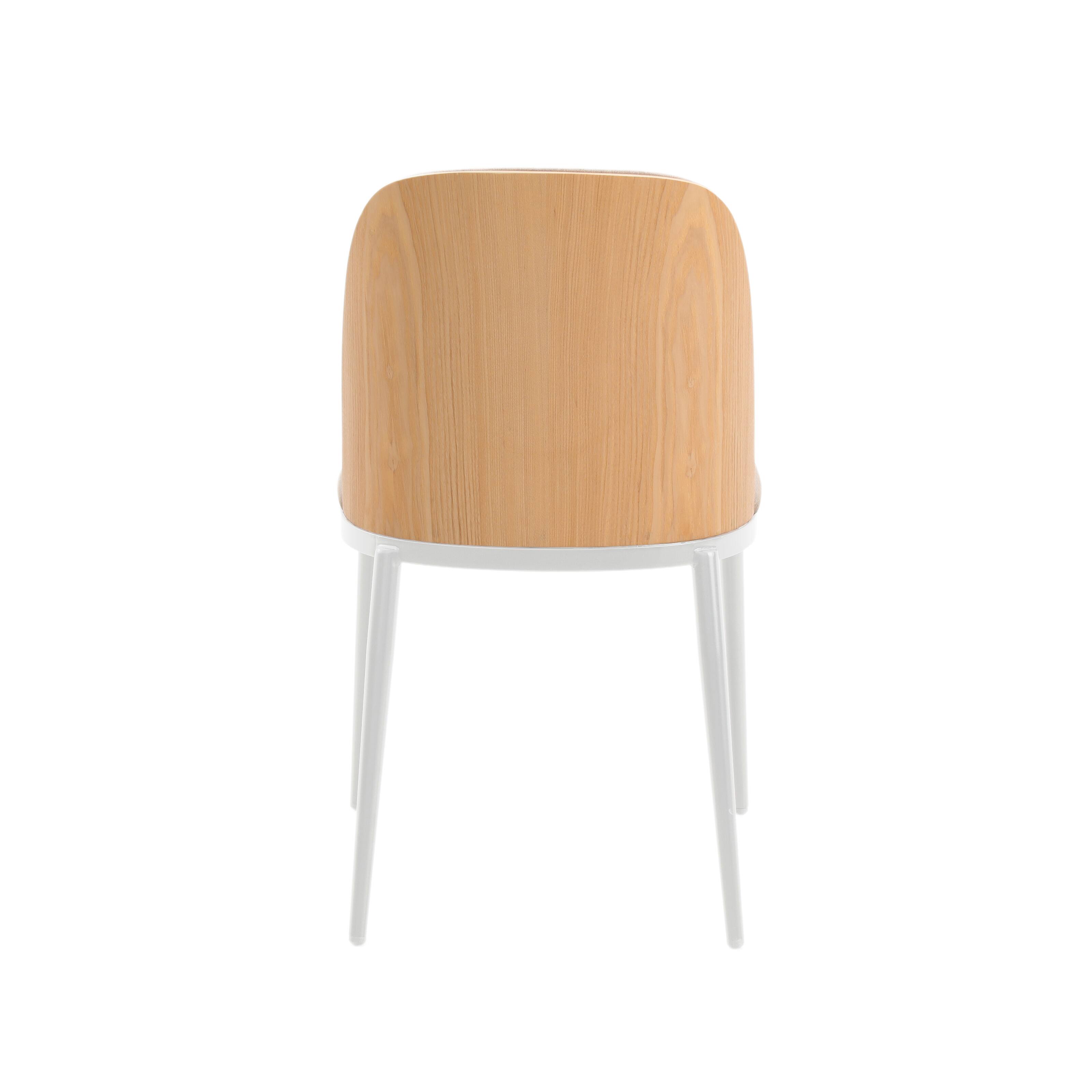 Alt View 2. LeisureMod - Tule Vintage Mid-Century Dining Chair, Modern Fabric Upholstered Kitchen Side Chair with Protective Floor Glides - Natural Wood/Brown.