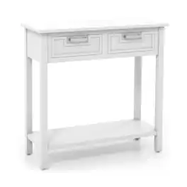 Pefilos - Narrow Console Table with Drawers and Open Storage Shelf- Entryway Table Hallway Table, Storage-Friendly Hallway - White