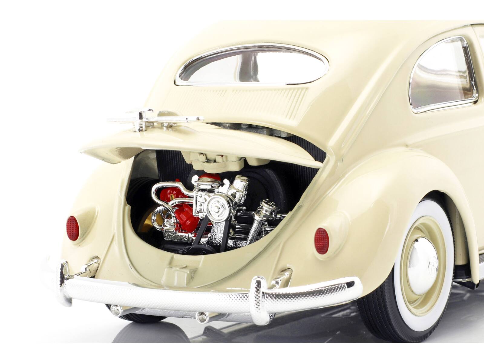 Back. Bburago - 1955 Volkswagen Beetle Kafer Beige 1/18 Diecast Model Car by Bburago - Beige.