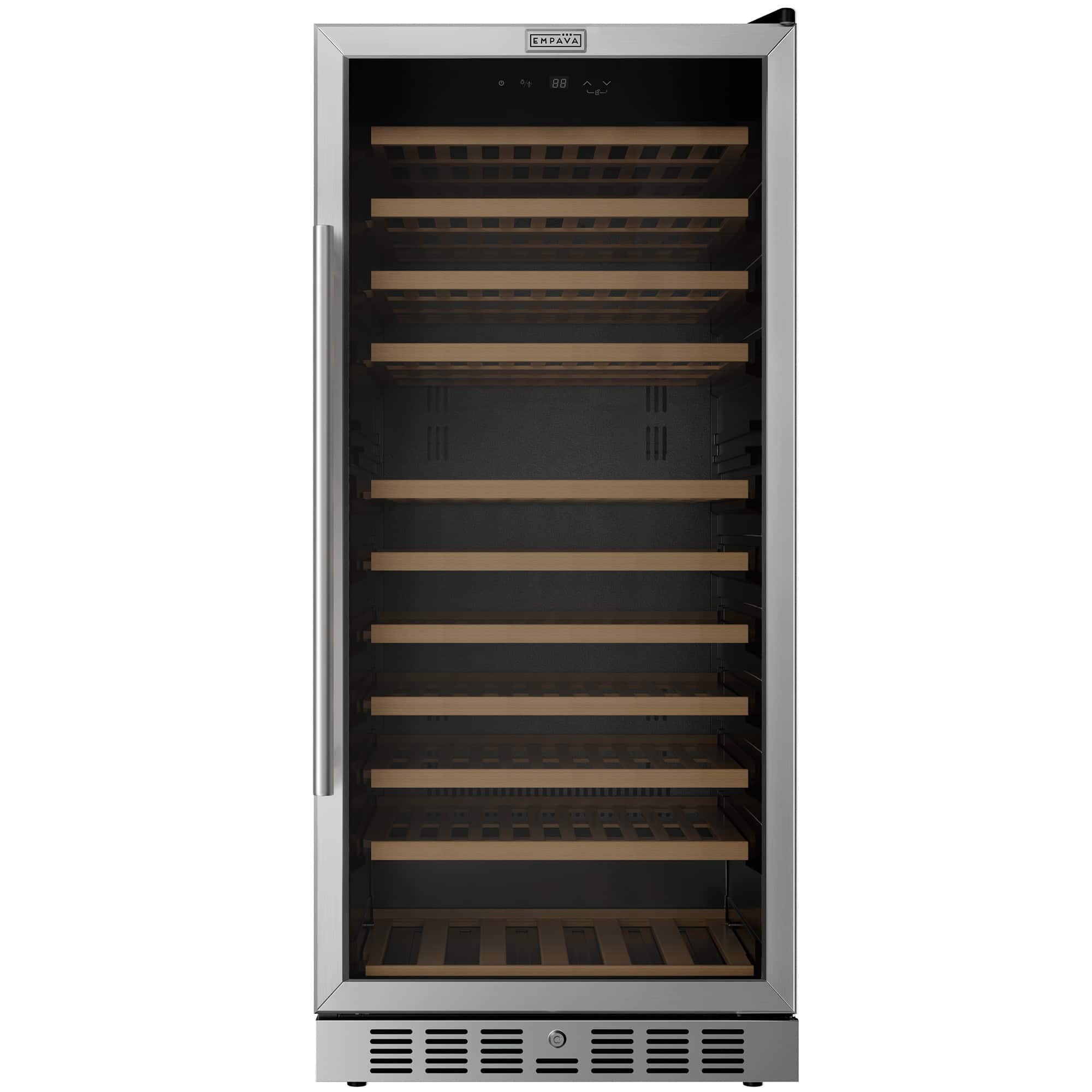 Empava - 133-bottle Freestanding Wine Cooler With Compressor Cooling, 11 Beech Shelves, Wine Fridge 41-64°F In - Black