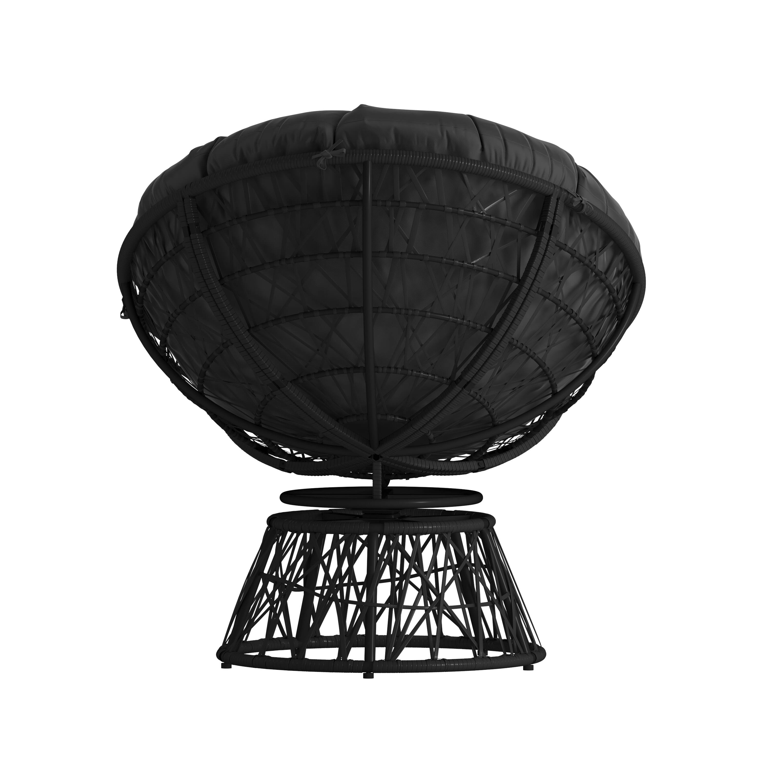 Alt View 7. Emma + Oliver - Swivel Patio Chair with Cushion - Black Cushion/Black Frame.