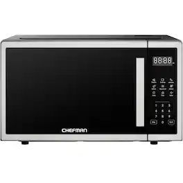 Chefman - Countertop Microwave Oven 1.1 Cu. Ft., 1000W, 3 Presets, & 10 Power Levels – - Stainless Steel