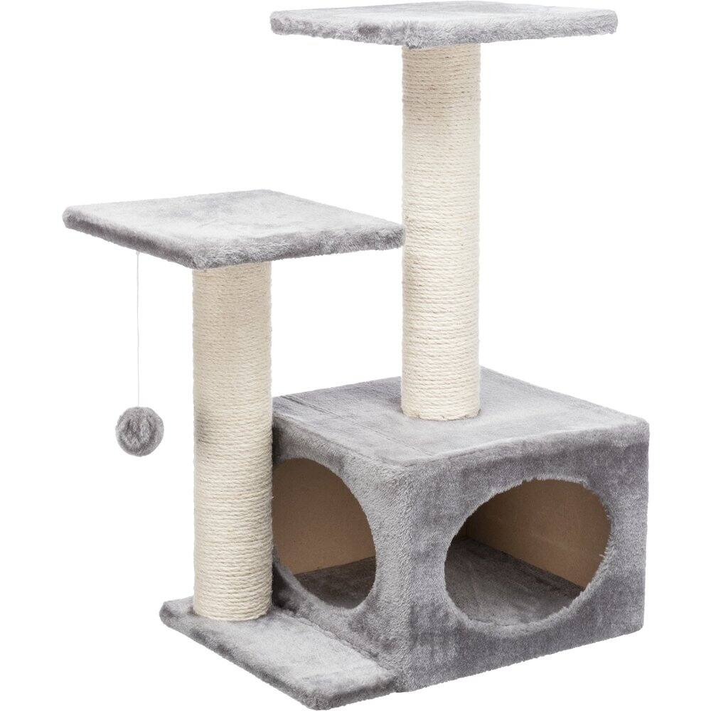 Alt View 2. TRIXIE - Valencia Plush & Sisal 3-Level 28" Cat Tree with Scratching Posts & Condo - Gray.