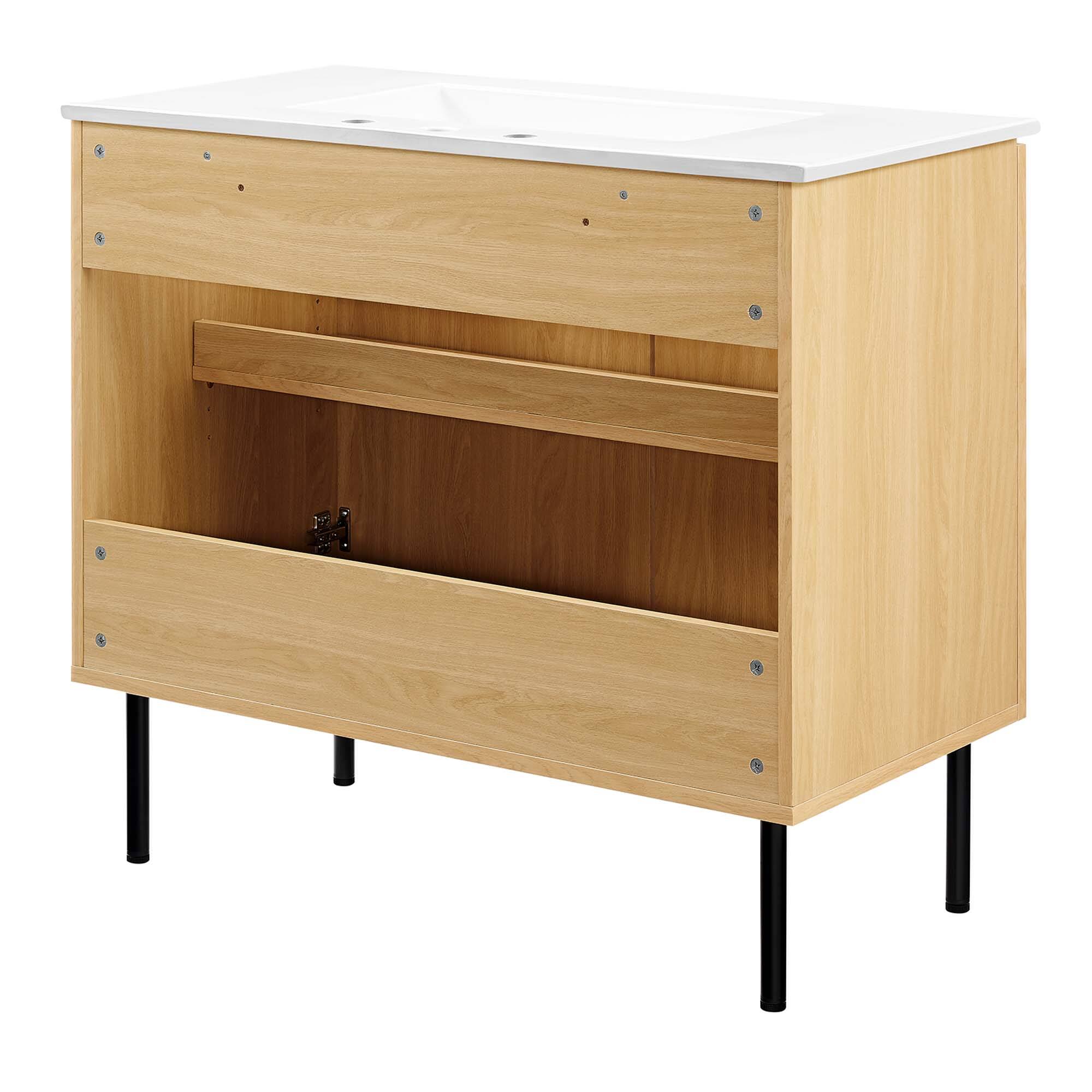 Alt View 4. Modway - Chaucer Bathroom Vanity with White Basin Included by Modway - Oak White.