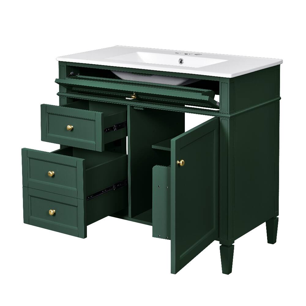 Alt View 9. Loheer - Loheer 36 inch bathroom vanity with sink Green Single Sink Bathroom Vanity - Green.