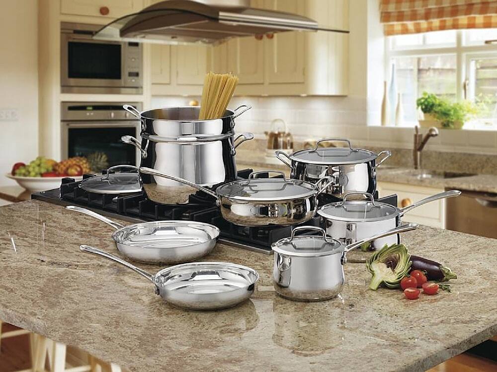 Alt View 15. Cuisinart - Contour 13-Piece Cookware Set - Silver.