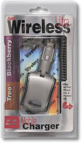 Front Standard. Just Wireless - LED Mobile Swivel Charger for Select BlackBerry and Treo Cell Phones.