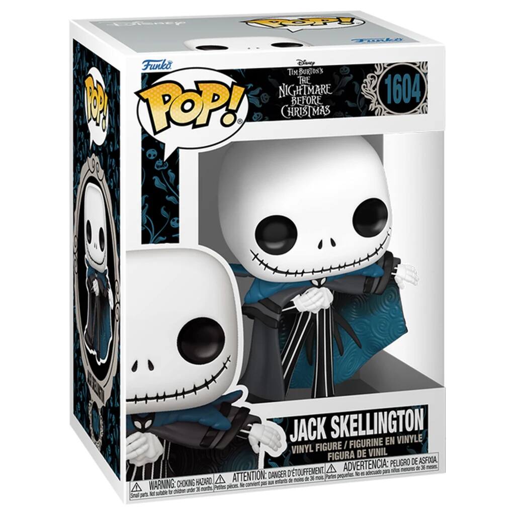 Sure, here is the corrected and grouped text from the image:

---

**Funko POP!**

**Tim Burton's The Nightmare Before Christmas**

**1604**

**JACK SKELLINGTON**

**VINYL FIGURE / FIGURINE EN VINYLE / FIGURA DE VINIL**

**WARNING: CHOKING HAZARD**  
**ATTENTION: PELIGRO DE ASFIXIA**  
**ADVERTENCIA: PELIGRO DE ASFIXIA**  
**Small parts. Not for children under 3 years.**  
**Petites pièces. Ne convient pas aux enfants de moins de 3 ans.**  
**Pequeñas piezas. No adecuado para menores de 36 meses.**

---

This text is organized to reflect the information on the packaging.