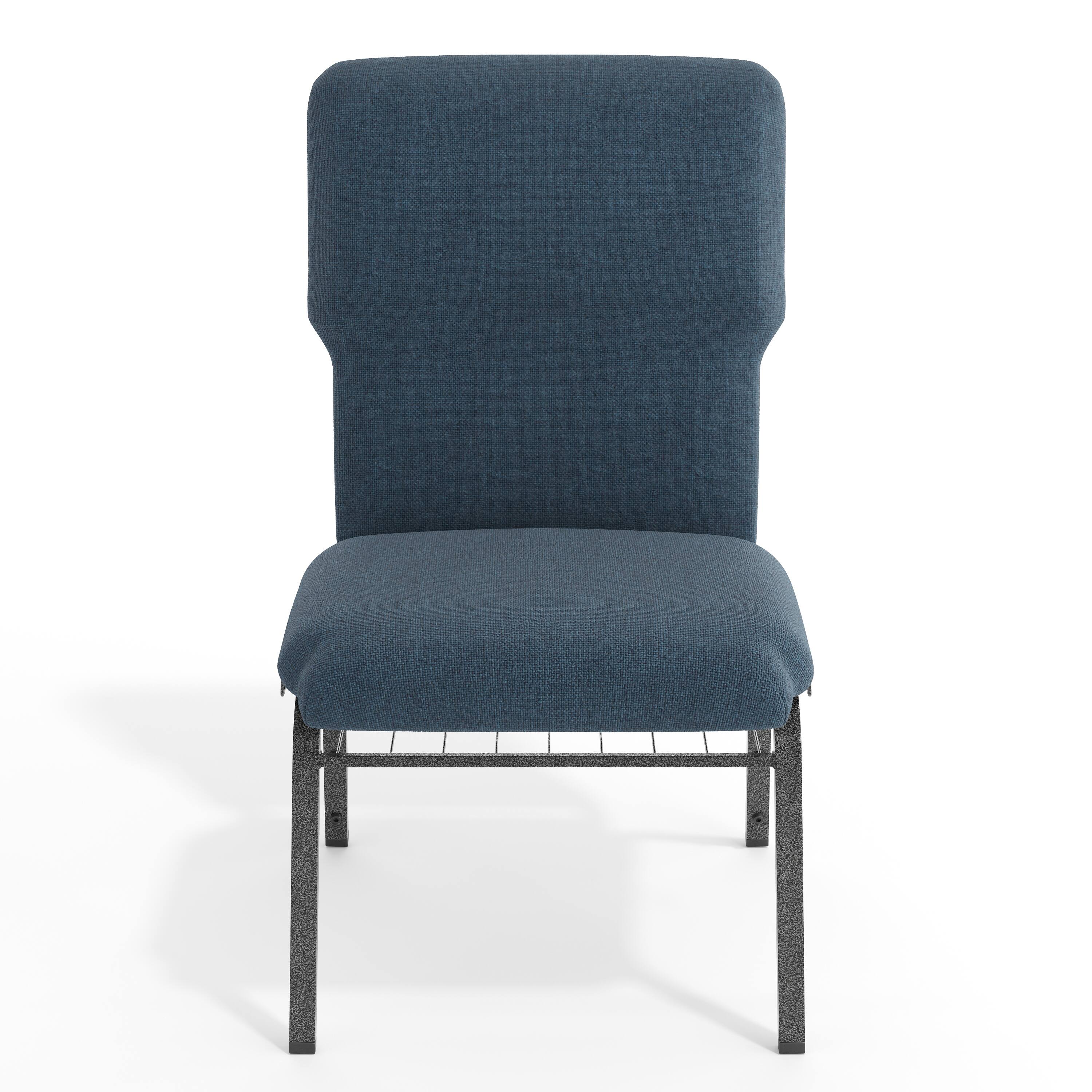 Alt View 9. Emma + Oliver - Discount Church Chair - 21 in. Wide - Navy Fabric/Silver Vein Frame.