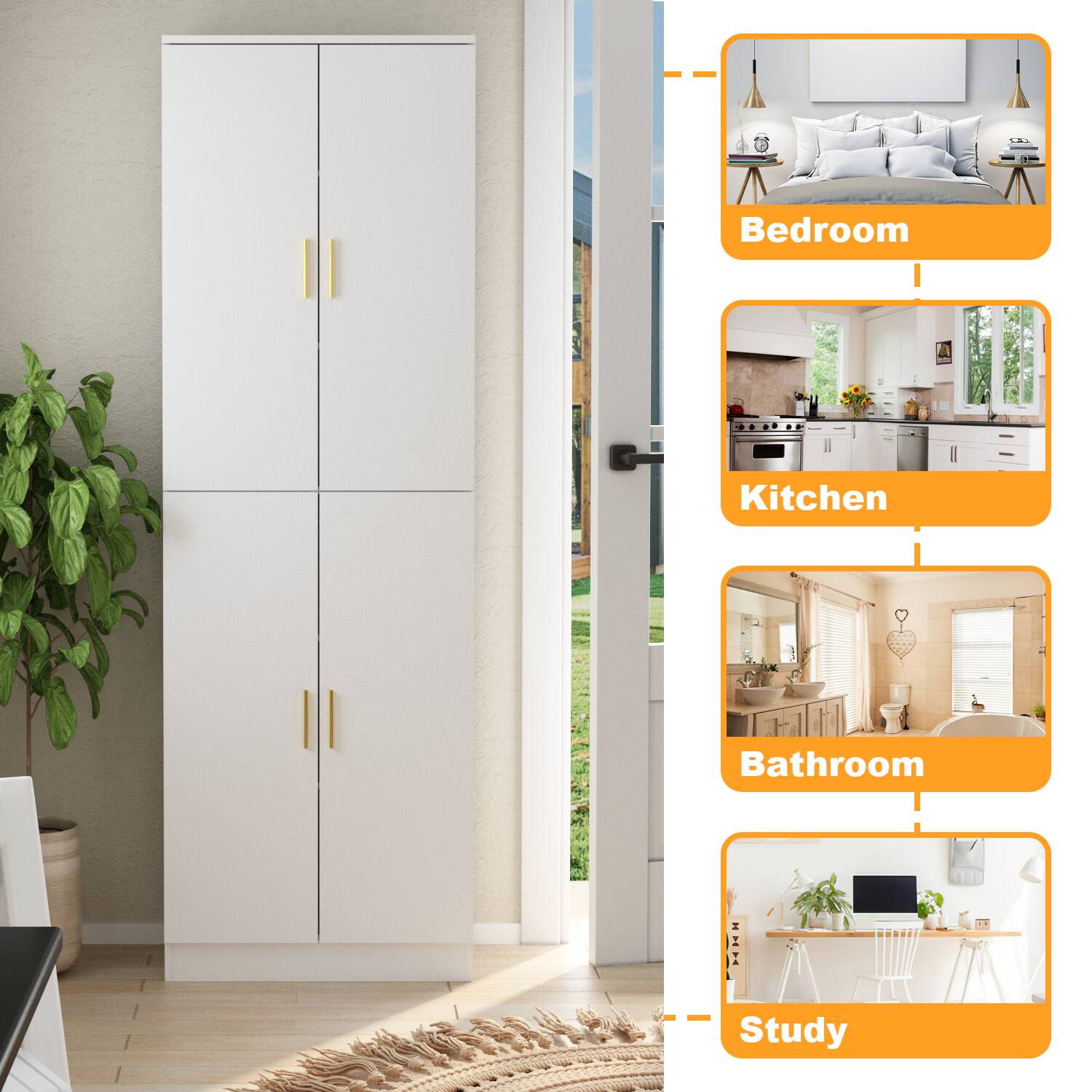 Bedroom, Kitchen, Bathroom, Study