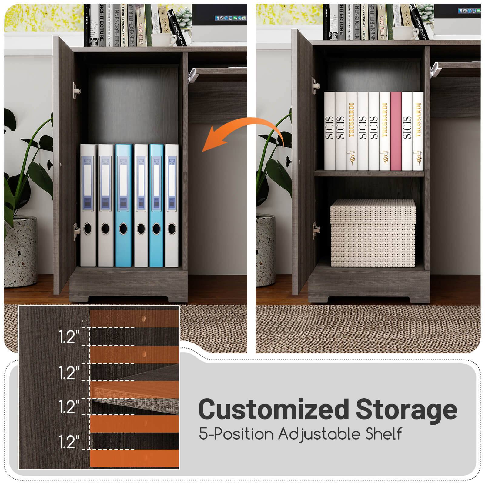 Customized Storage  
5-Position Adjustable Shelf  

1.2"  
1.2"  
1.2"  
1.2"