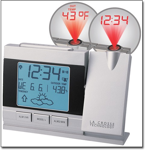 New La Crosse Projection Time Alarm Clock Indoor/Outdoor Weather Temperature 