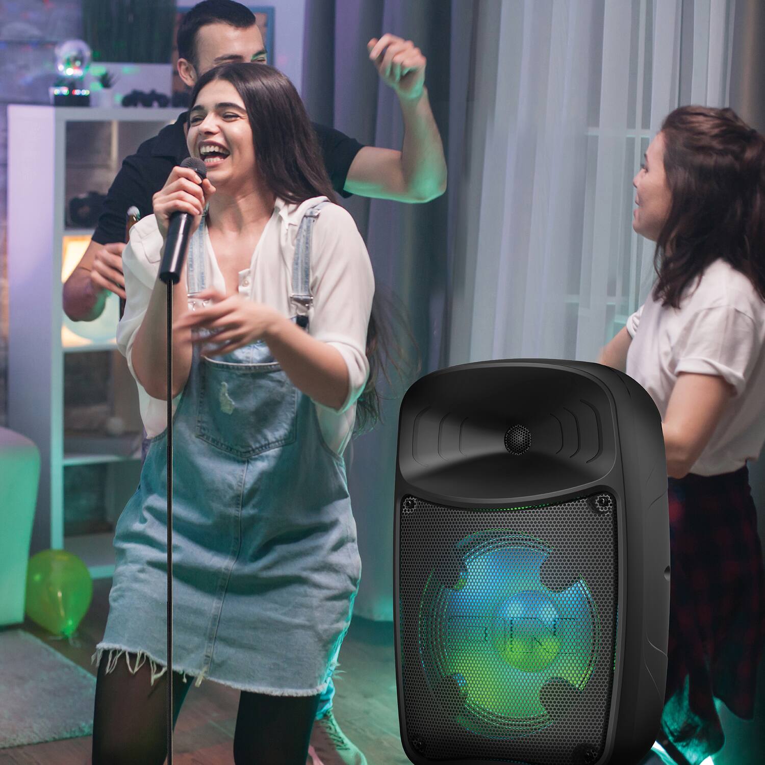 Left. IONI - Ion Proglowexpressxus Pro Glow Express Portable Bluetooth Pa Speaker With Lights, Sonic Wide Audio - Black.