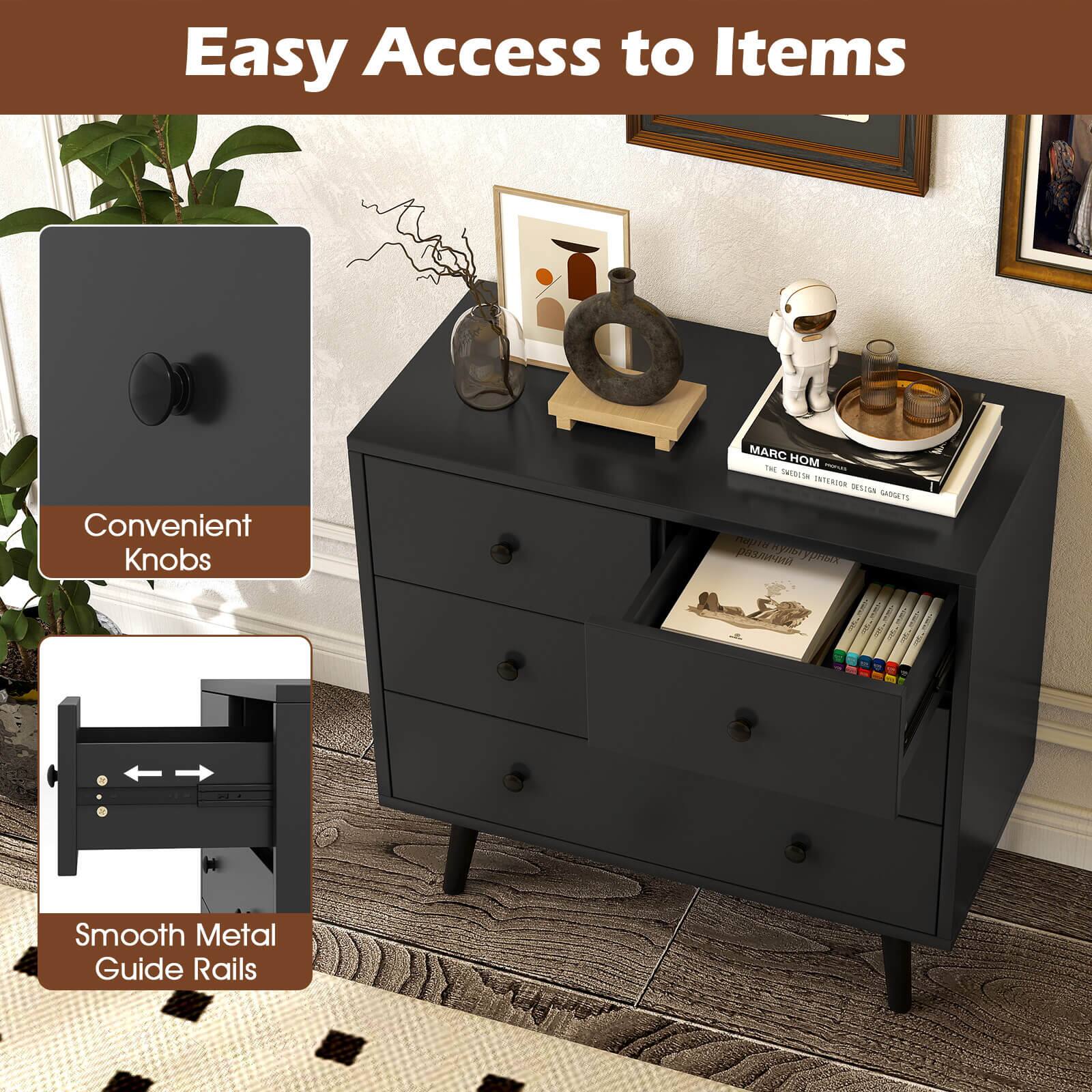 Easy Access to Items

Convenient Knobs

Smooth Metal Guide Rails