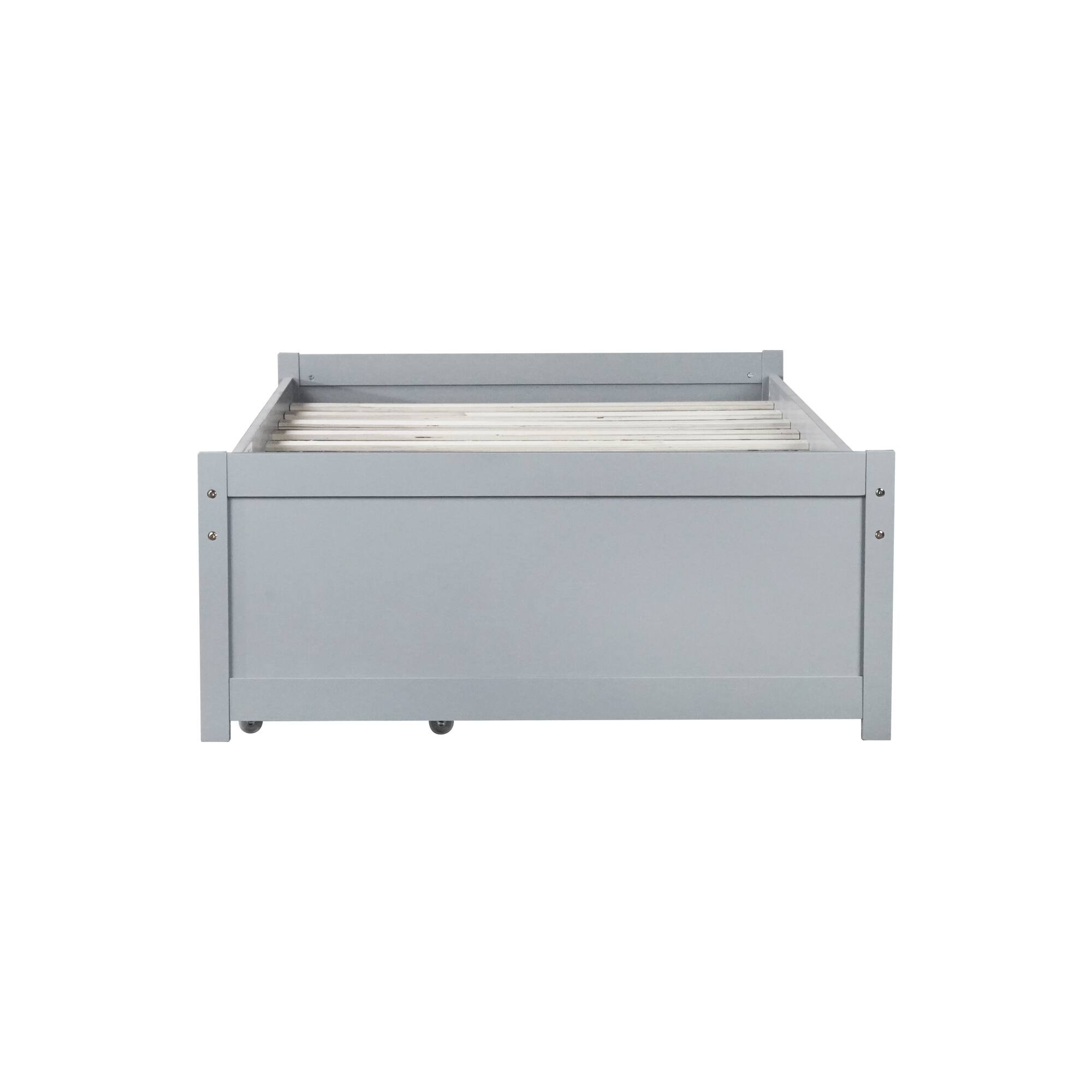 Alt View 2. GOODSILO - Twin Size Platform Bed with Two Underbed Storage Drawers for Space-Saving Bedroom Organization - Grey.