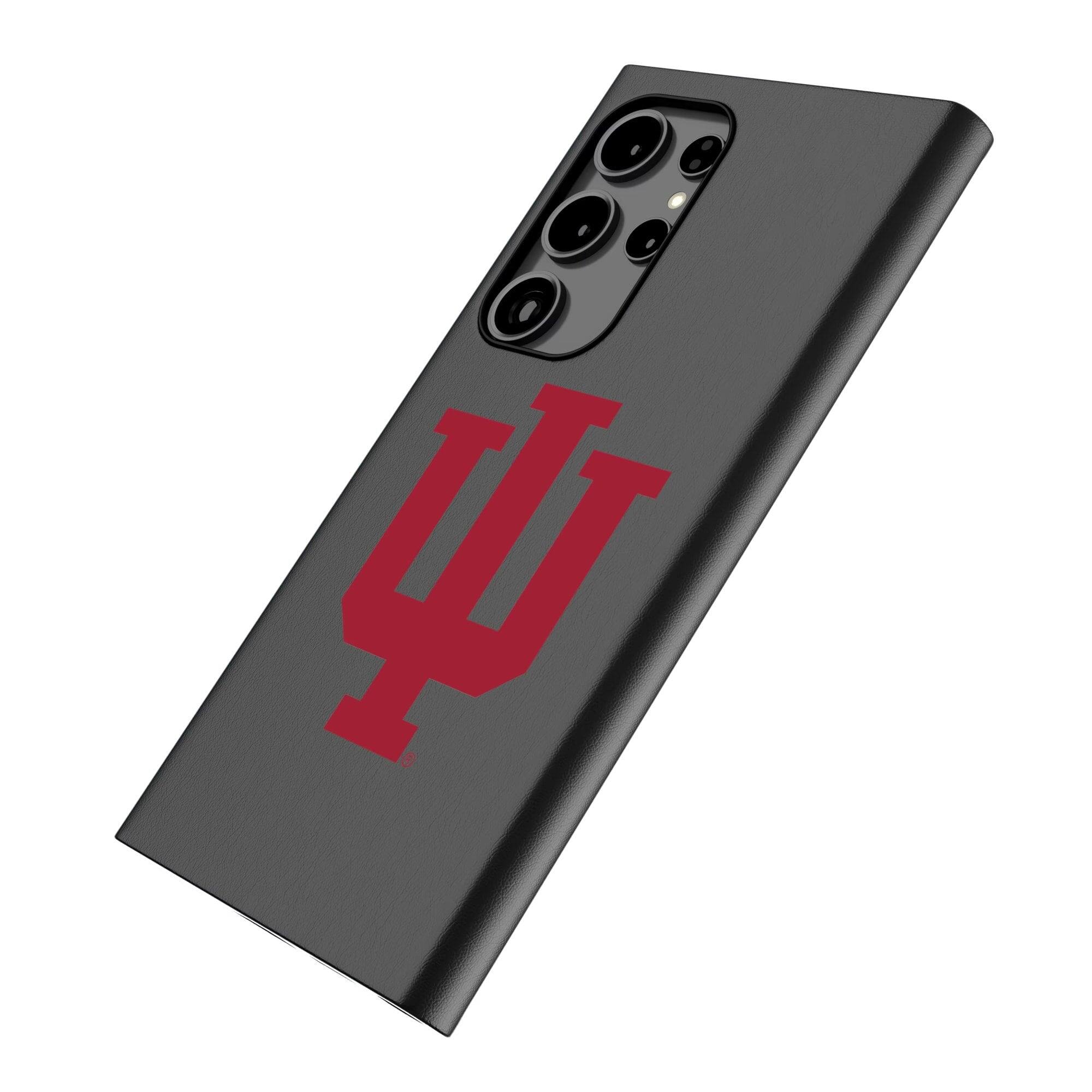Alt View 1. Keyscaper - Indiana Hoosiers Text Backdrop Galaxy Magnetic Bump Case - S25 - Black.