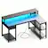 Front. Bestier - 47-Inch L-Shaped Gaming Desk with RGB LED Lights, USB Charging Station, Power Outlet, Monitor Stand & Storage Shelves - Black.