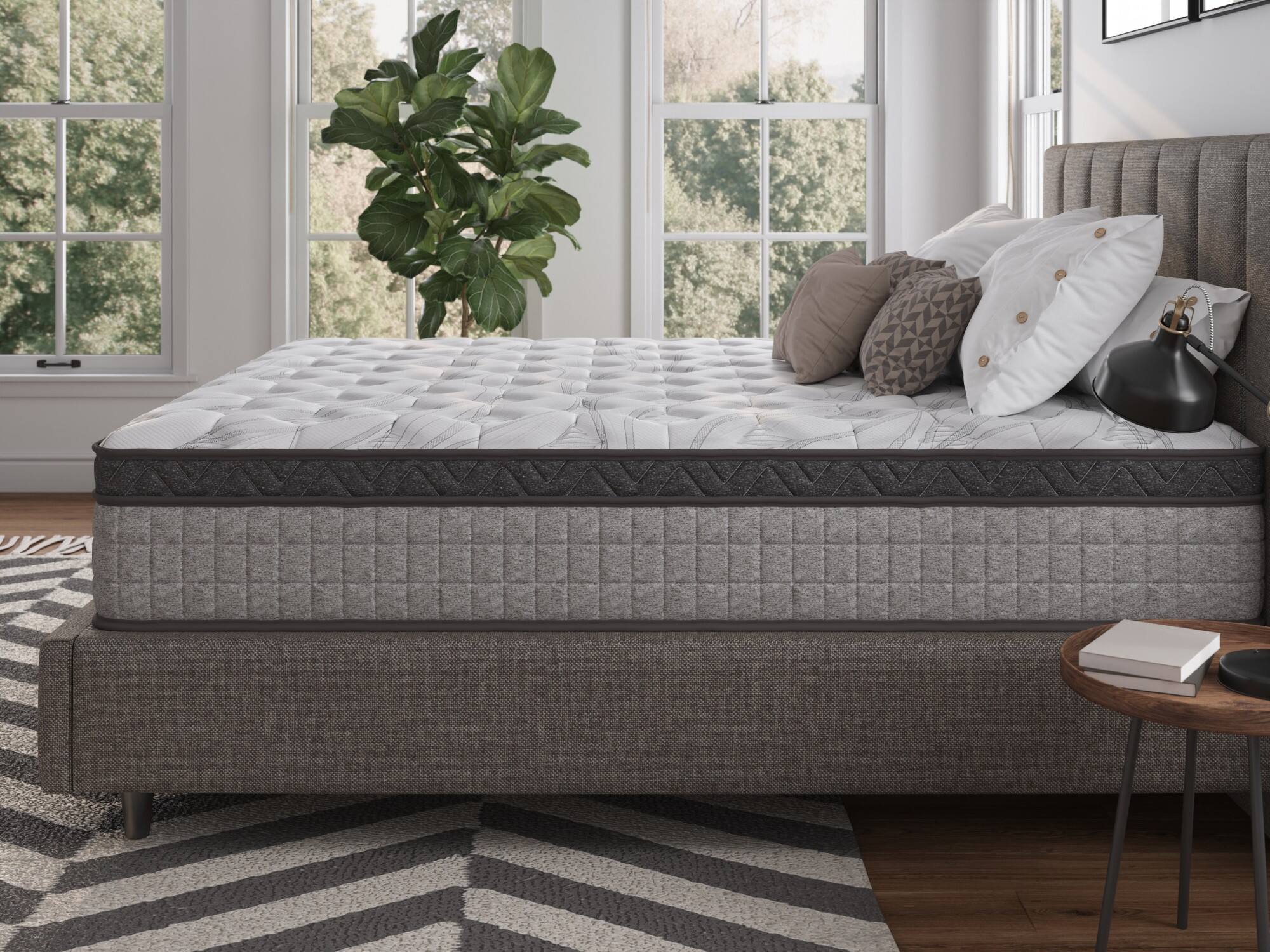 Alt View 4. Glintex - 12" Twin Hybrid Cooling Gel Memory Foam Mattress, Pressure Relief & Motion Isolation, Made in USA, CertiPUR-US Certified - Gray.