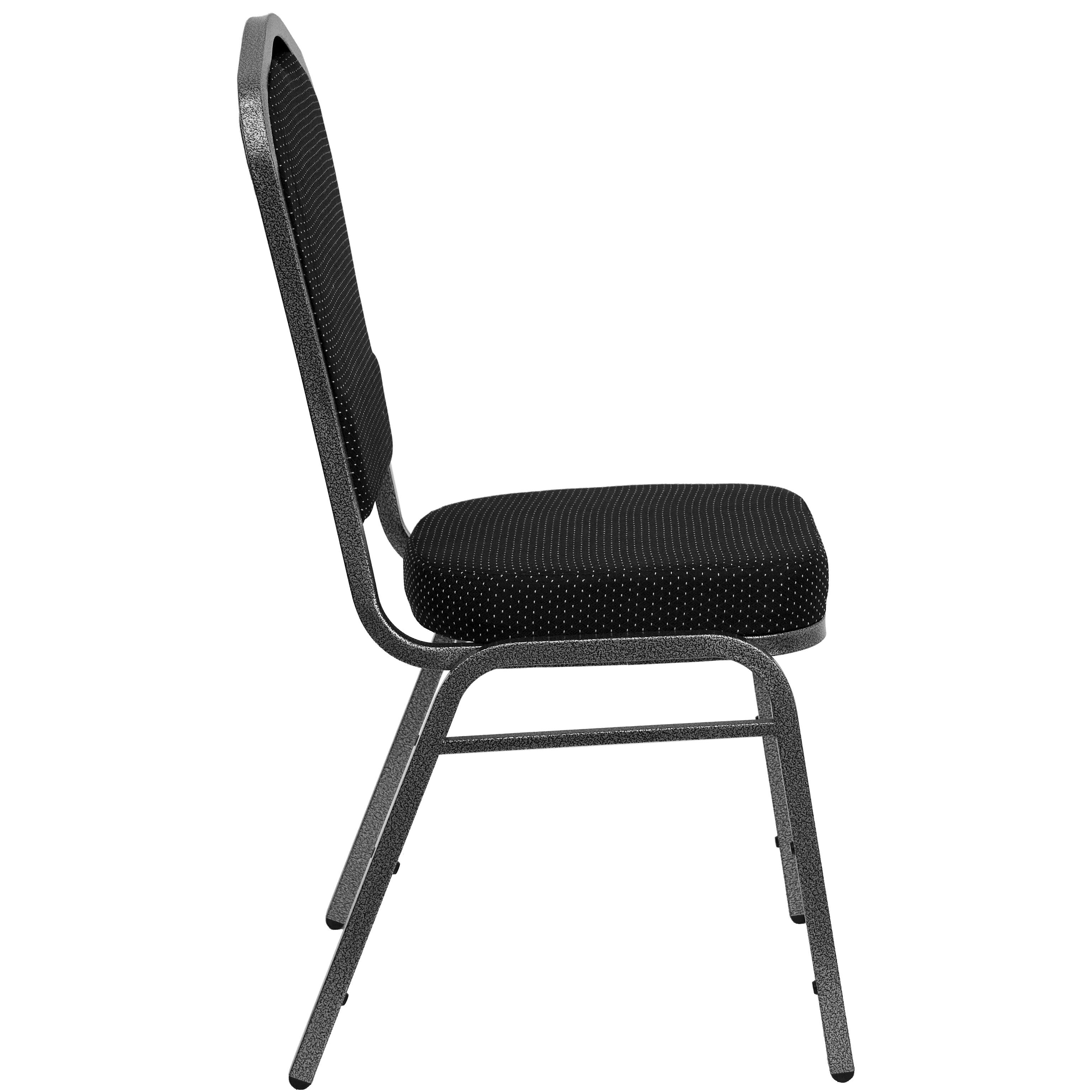 Alt View 6. Emma + Oliver - Crown Back Stacking Banquet Dining Chair - Black Dot Patterned Fabric/Silver Vein Frame.