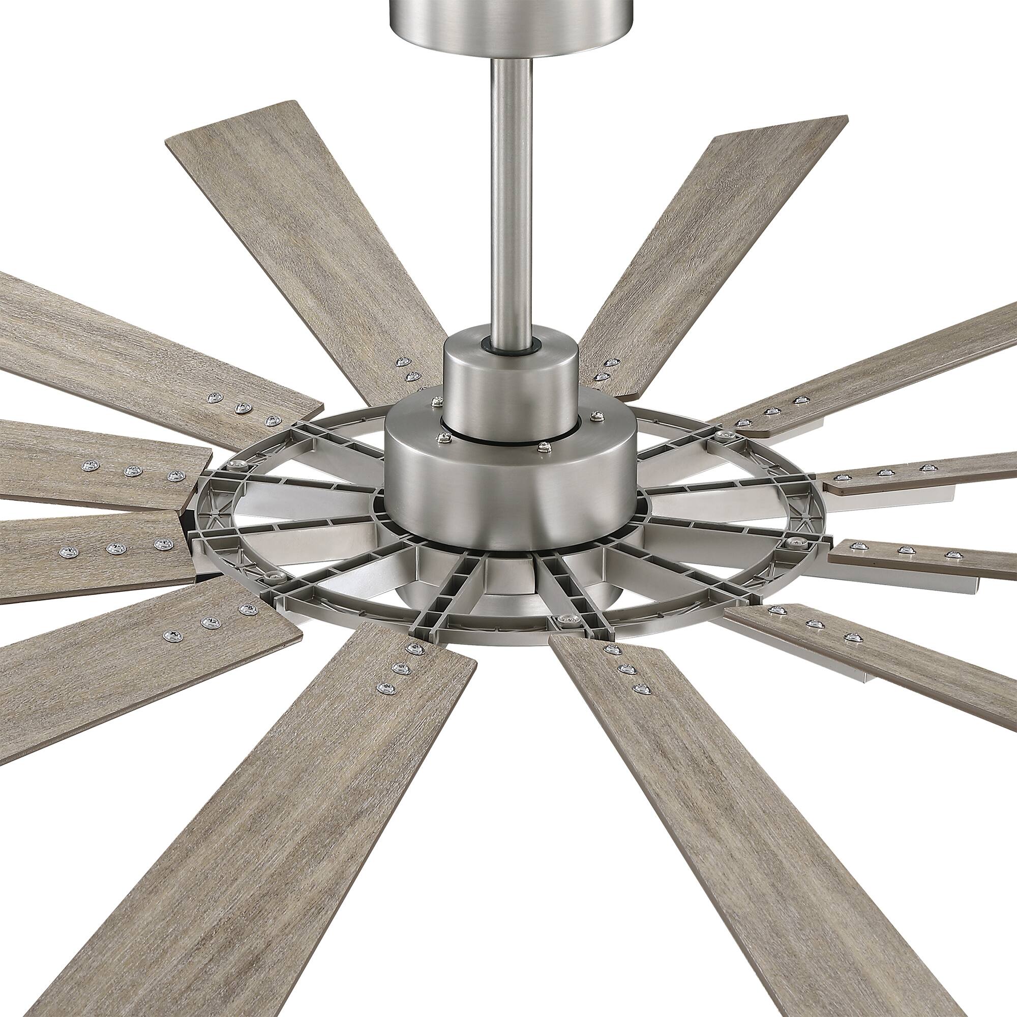 Alt View 8. Parrot Uncle - 72" Large Farmhouse 12-Blade  Windmill Ceiling Fan with Dimmable LED Light and 6-Speed Remote - Nickle.