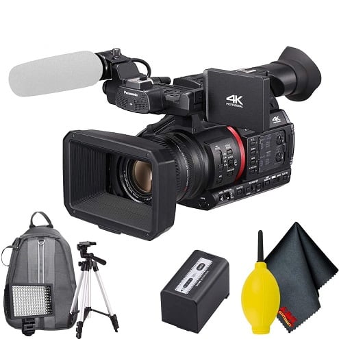 Panasonic - AG-CX350 4K Camcorder Accessory Bundle with Cleaning Kit, Backpack, Tripod, and LED Light