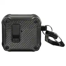 Front. Vena - For Apple Airpods 4 Case Cover, Airpods Case 4 Carbon Fiber Pattern Case 4th Generation Auto Open Lock, Black - Black.