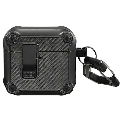 Front. Vena - Carbon Fiber Pattern Case for Apple AirPods 4 Case, Auto Open Lock Compatible with AirPods Gen 4 4th Generation, Black - Black.