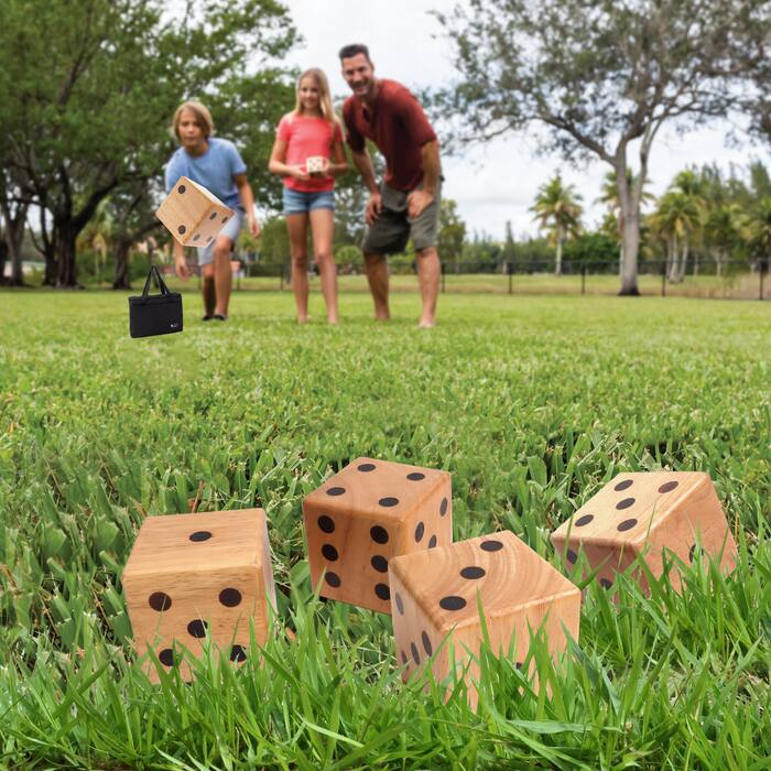 Alt View 5. GSE Games & Sports Expert - 3.5-Inch Premium Oak Giant Yard Dice Set with Carrying Bag and Yardzee & Farkle Scorecard..