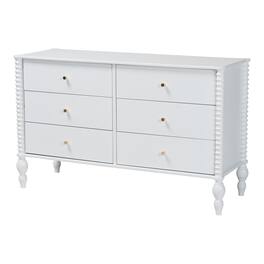 Baxton Studio - Callison Spindle Dresser - 6-Drawer Farmhouse Horizontal Cabinet with Turned Accents for Bedroom - White