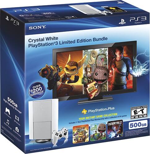 Best Buy: Sony PlayStation 3 500GB Classic White Instant Game Collection  Bundle 99154