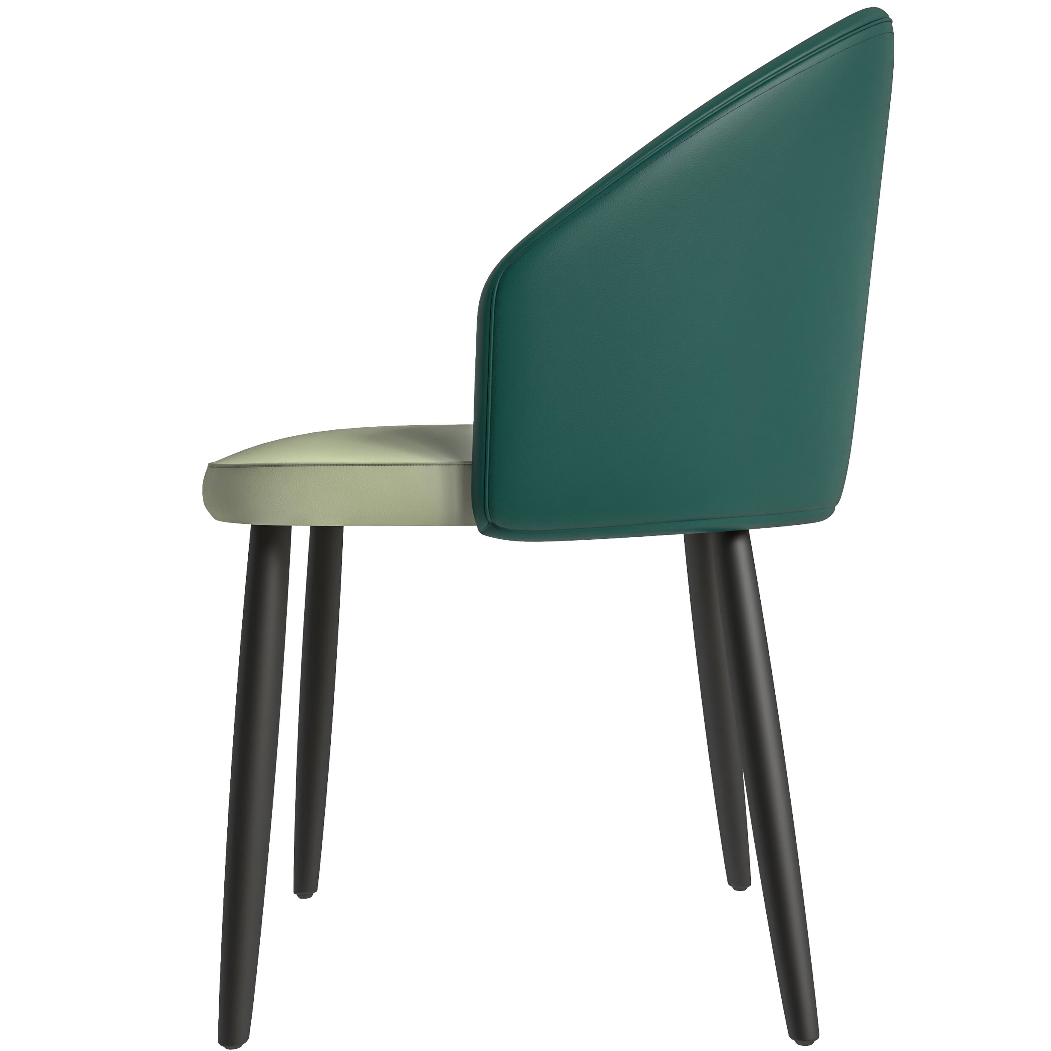 Alt View 4. LeisureMod - Paradiso Modern Upholstered Dining Chair - Fabric or Faux Leather Accent Kitchen Chair - Green/Light Grey.