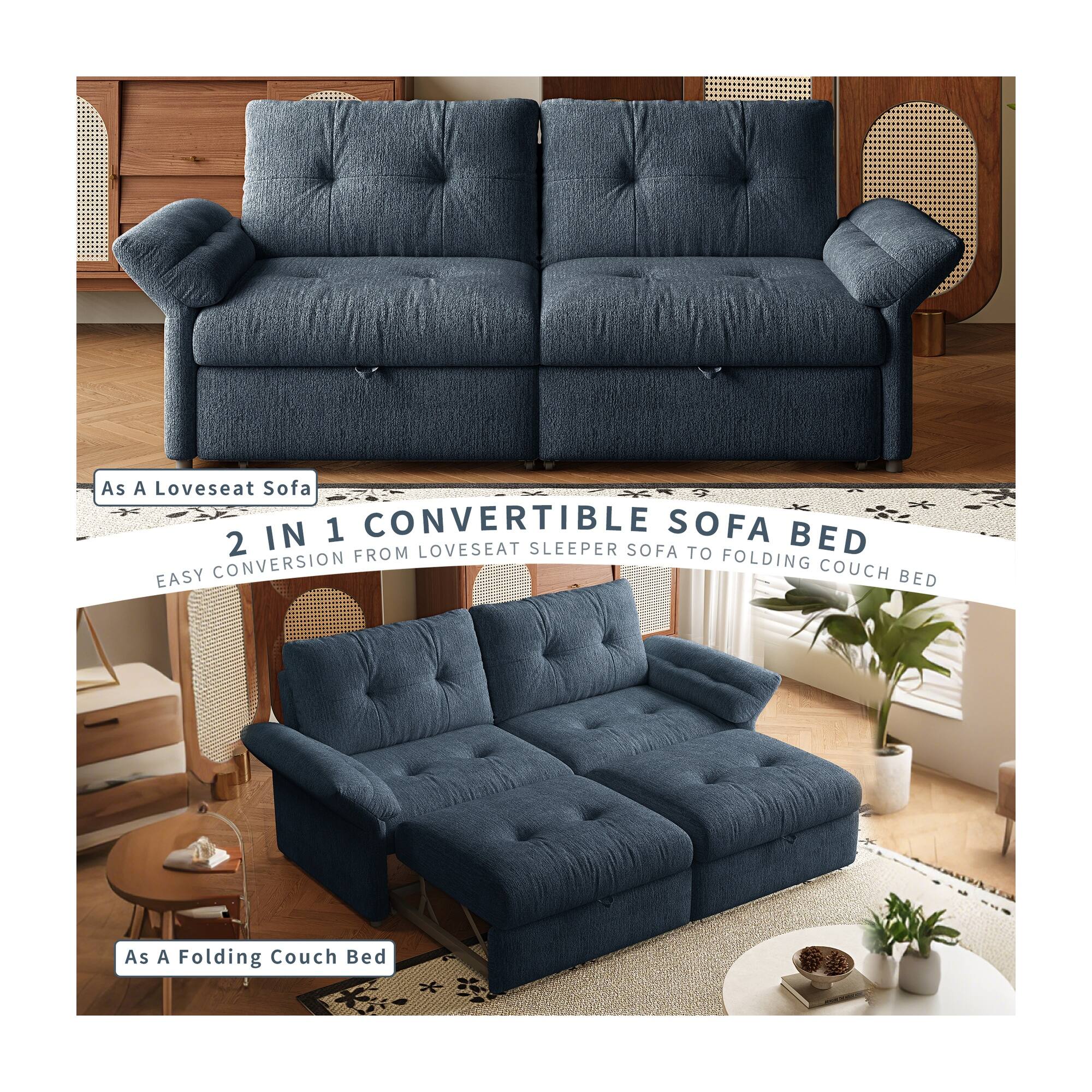 As a Loveseat Sofa

2 IN 1 CONVERTIBLE SOFA BED

EASY CONVERSION FROM LOVESEAT SLEEPER SOFA TO FOLDING COUCH BED

As a Folding Couch Bed