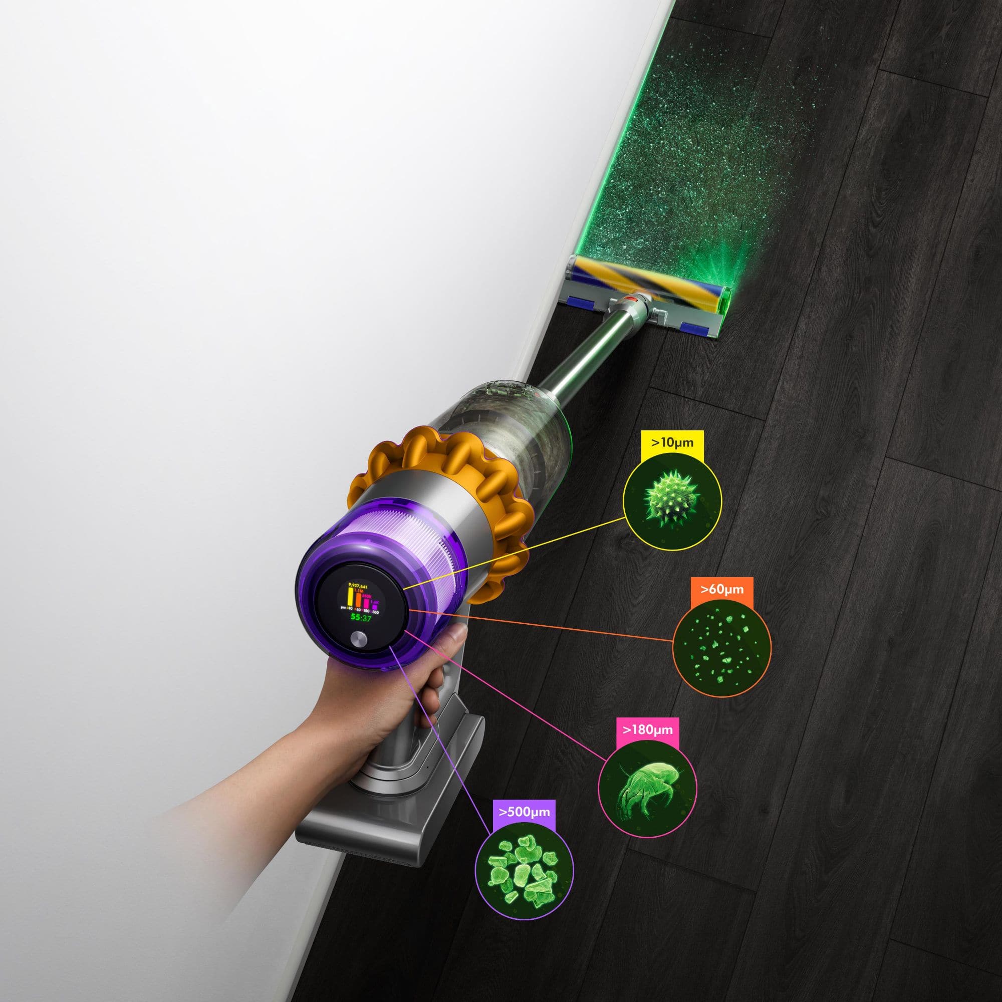 Alt View 11. Dyson - V15 Detect Extra Cordless Vacuum with 10 accessories - Yellow/Nickel.