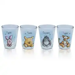 Disney - Winnie The Pooh Character Portraits 2-Ounce Mini Shot Glasses | Set of 4 - Blue