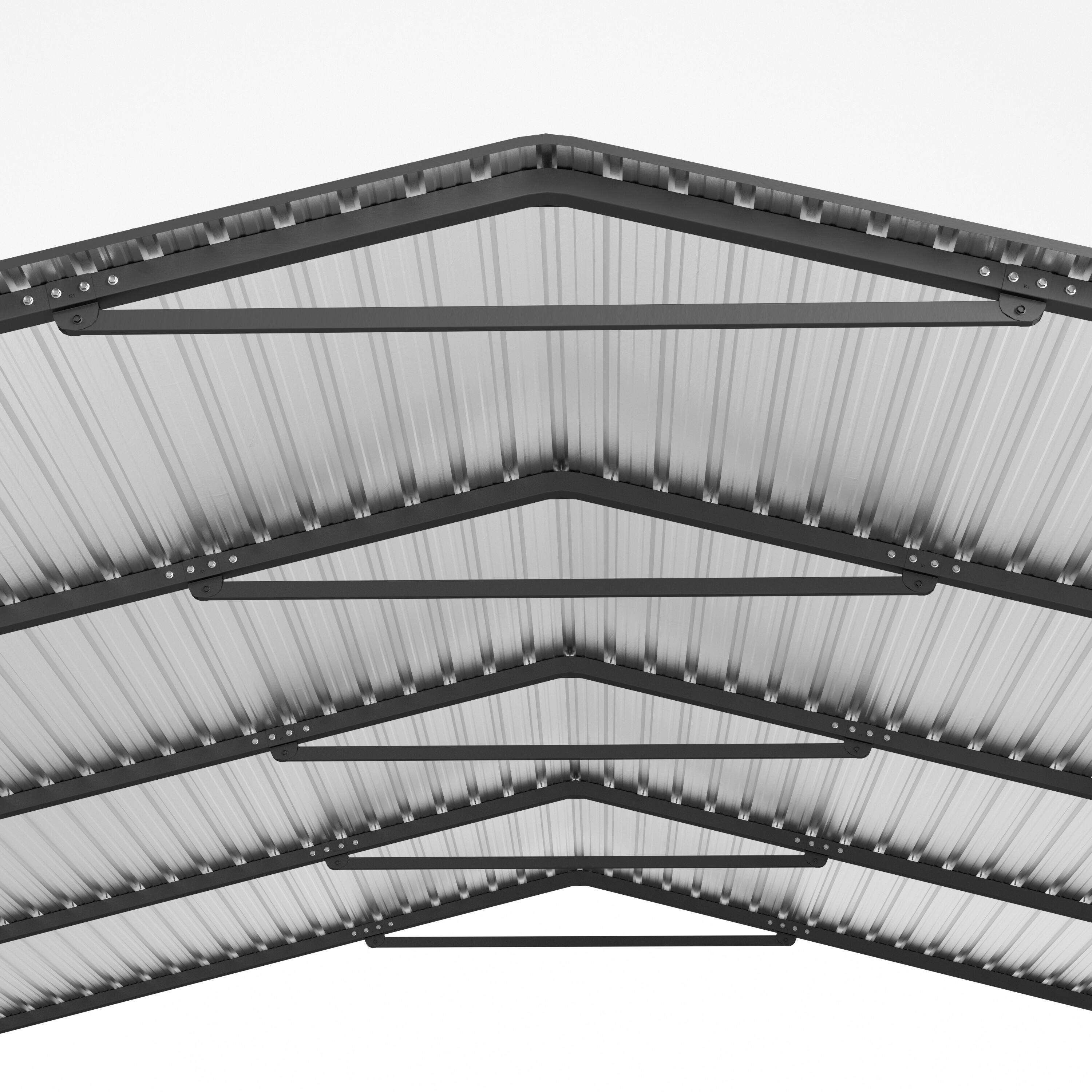 Alt View 4. Mondawe - 20x20FT Metal Carport with Galvanized Steel Roof - Black.